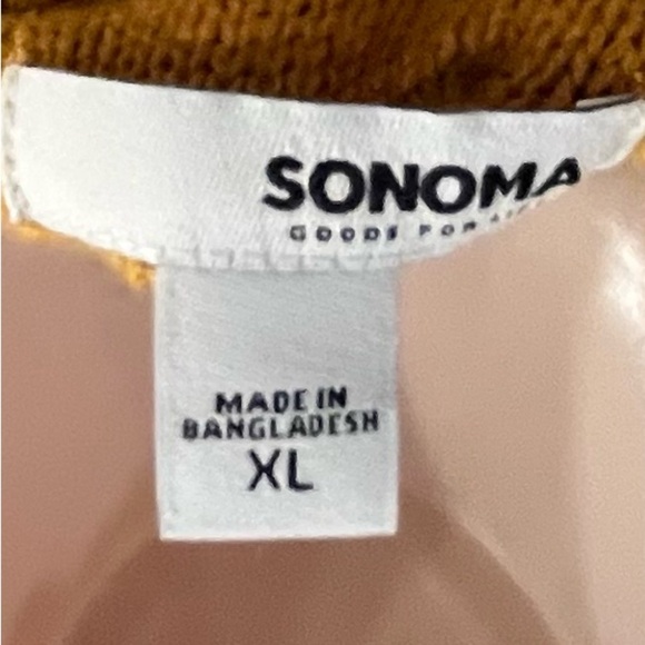 Sonoma Chunky mustard yellow gold V-Neck cable knit Sweater Size XL - Picture 4 of 6